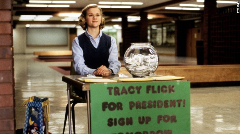 This political season has been... a lot. If you are suffering from election fatigue, we can help you escape into the world of make believe with a few political films. Reese Witherspoon gives a brilliant performance in &lt;strong&gt;&quot;Election&quot;&lt;/strong&gt; as Tracy Flick, the overachiever who will do just about anything to win student body president. Anything. Matthew Broderick plays civics teacher Jim McAllister, who's determined to derail her &quot;Pick Flick&quot; campaign. 