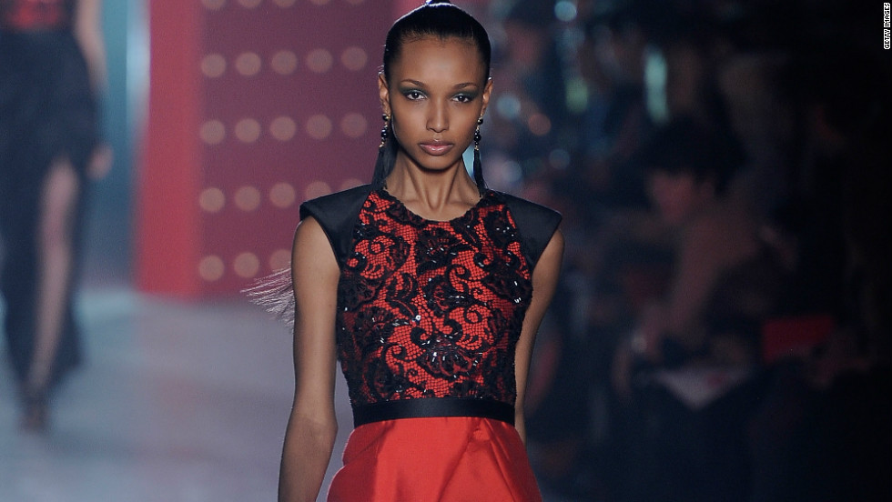 Almost every collection during New York Fashion Week featured a signature red dress, and this one from Jason Wu, which also incorporates lace and shimmering accents, is no exception.