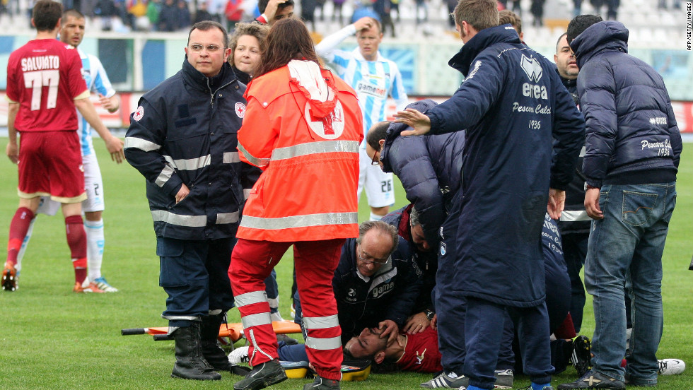 Italian footballer dies after collapsing during Serie B match - CNN.com