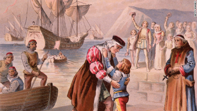 Who sent Christopher Columbus on his first voyage?