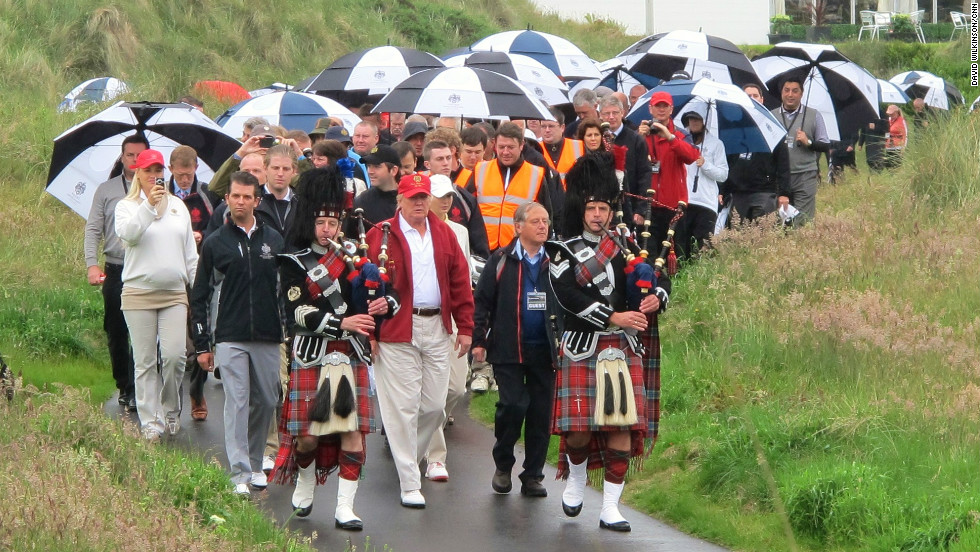 Trump played up to his Scottish roots, entertaining those in attendance with complimentary shortbread, whiskey and a spot of traditional music.