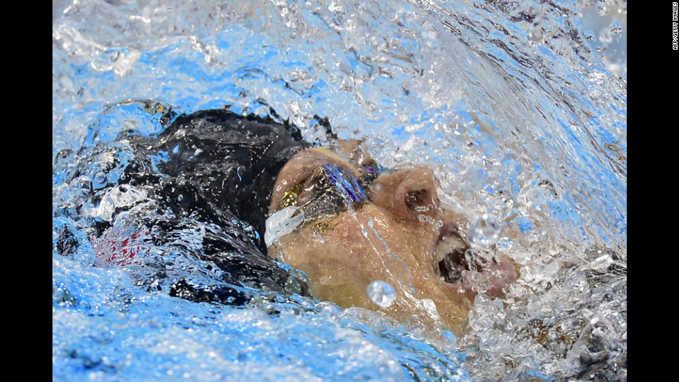 United States swimmer Elizabeth Beisel competes in the women's 200-meter backstroke semi-finals swimming event.