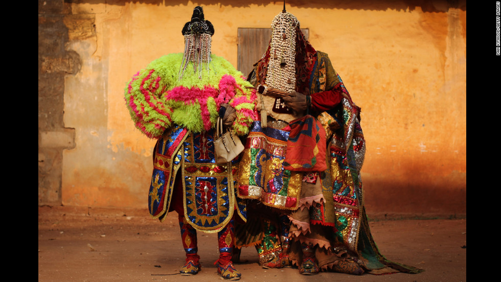 <strong>January 10:</strong> "Voodoo spirits" walk the streets in Ouidah, Benin, for the annual Voodoo festival. Ouidah is the Voodoo heartland in this West African nation and thought to be the spiritual birthplace of Voodoo.