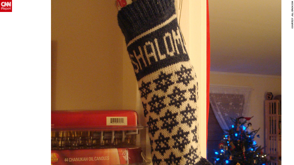 One of Erickson's favorite Chrismukkah decorations is a Shalom stocking adorned with jingle bells. "We try to have a good sense of humor about the whole blending thing," she said.