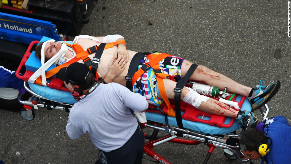 Injuries as debris flies into Daytona stands during fiery NASCAR crash