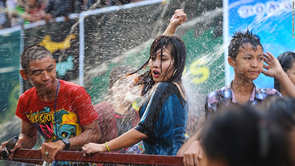 The Burmese make a big deal of the New Year. Thingyan (known as the "water throwing festival") takes place this year from April 13-16. During the festival everyone throws water at each other. Staying dry isn't an option. Water symbolizes the washing away of the previous year's bad luck and sins.
