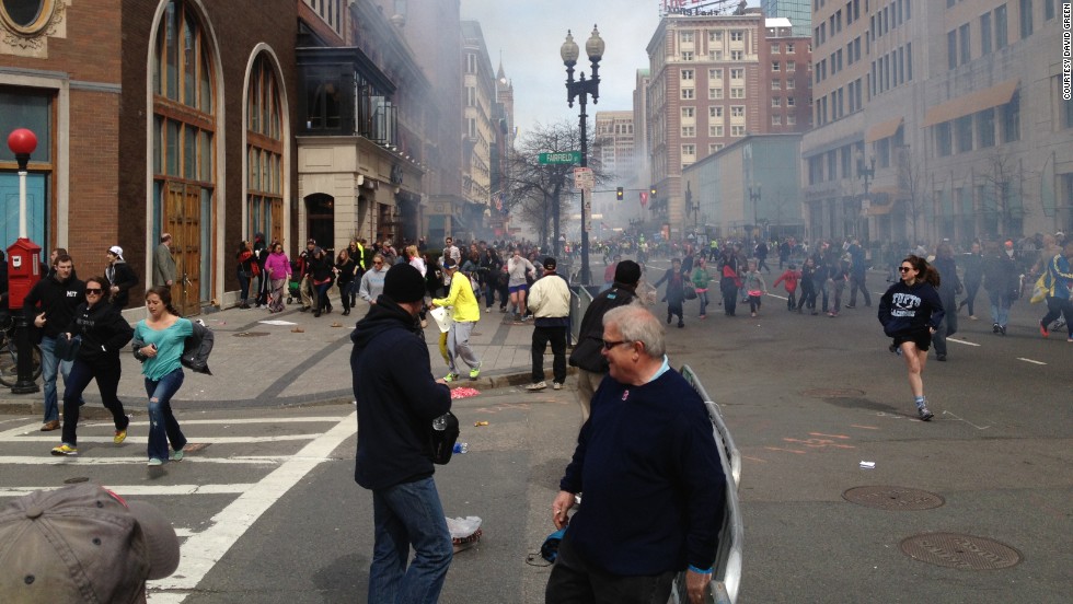 A man identified as Suspect 2 appeared in this photograph by bystander David Green, who took the photo after completing the Boston Marathon. Green submitted the photo to the FBI, <a href="http://piersmorgan.blogs.cnn.com/2013/04/19/david-green-on-his-likely-photo-of-suspect-2-i-took-one-picture-and-that-was-the-picture/">he told Piers Morgan in an interview.</a>