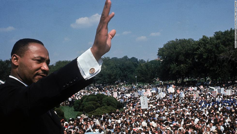 The Rev. Martin Luther King Jr. addresses a crowd near the Lincoln Memorial during the March on Washington for Jobs and Freedom on August 28, 1963. On the 50th anniversary of this historic civil rights event, we take a look back through rarely-seen color photographs from the day.