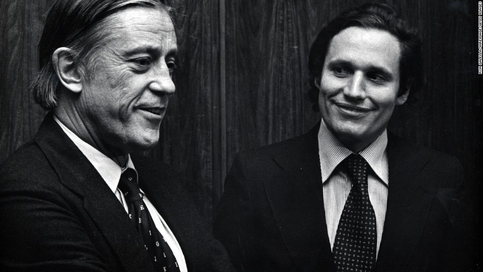 Ben Bradlee, left, photographed with reporter Bob Woodward, was executive editor of The Washington Post during its coverage of the Watergate scandal and "successfully challenged the Federal Government over the right to publish the Pentagon Papers," the White House said.