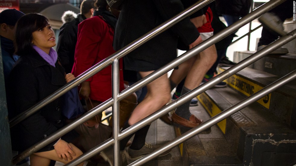 People shed pants for No Pants Subway Ride