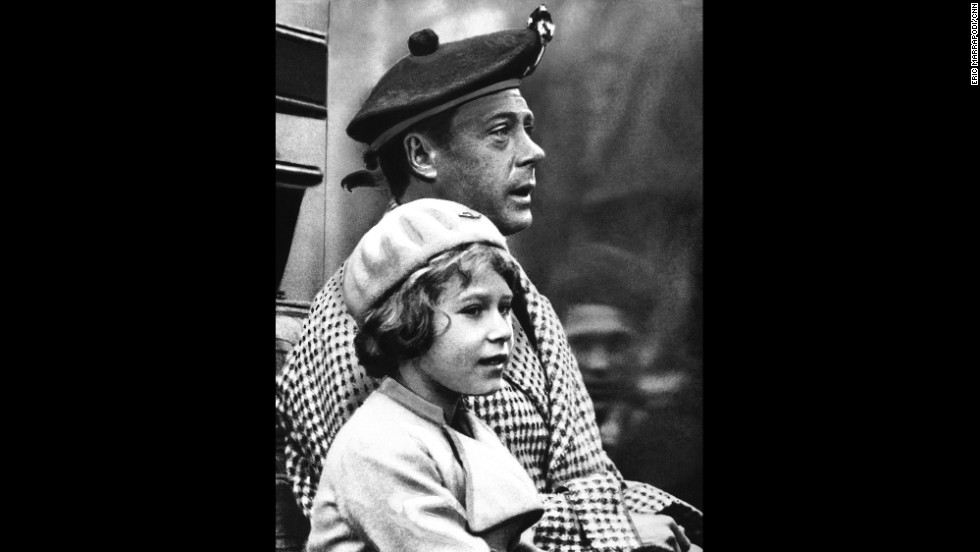 Princess Elizabeth is seen with her uncle Edward, Prince of Wales, during a visit to Balmoral, Scotland, in September 1933. He would go on to become King Edward VIII in 1936. But when he abdicated later that year, Elizabeth&#39;s father became King and she became heir presumptive.