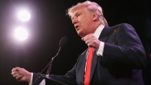 Trump speaks to guests at the Iowa Freedom Summit on January 24, 2015, in Des Moines, Iowa.