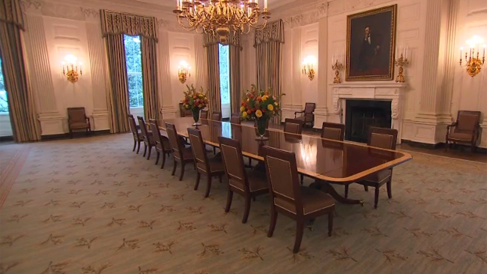 white floor dining room