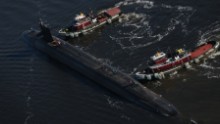 The U.S. Navy has more than a dozen ballistic missile submarines, also called boomers, in service. The boomers, 560 feet long, can carry 24 nuclear-armed Trident II ballistic missiles and serve as nuclear deterrents. Here, the Ohio-class ballistic-missile submarine USS West Virginia departs a naval shipyard in 2013.