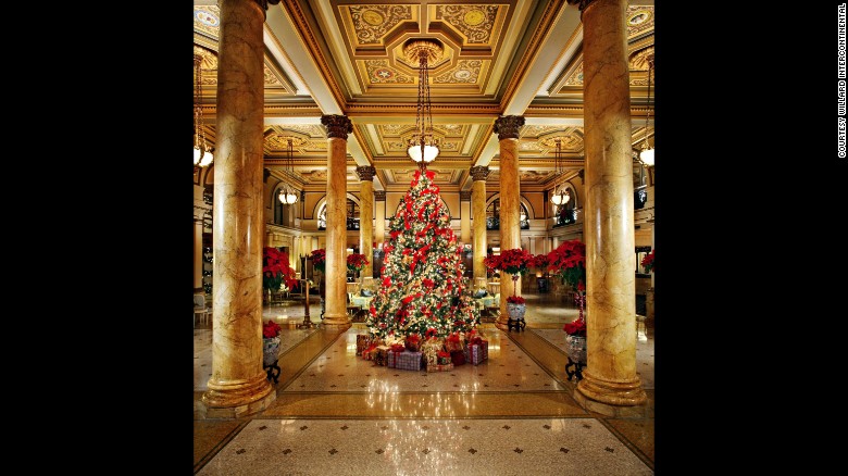 The Willard InterContinental in Washington displays White House Christmas ornaments on its stunning lobby tree.