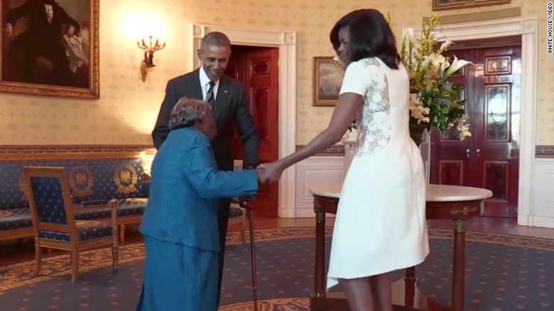 Woman 106 Dances With Joy At Meeting The Obamas