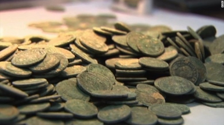 Over 1,300 pounds (590 kg) of bronze Roman coins dating to the 3rd century A.D. were <a href="http://edition.cnn.com/2016/04/29/europe/spain-roman-coins-found/">unearthed</a> in April 2016 by construction workers digging a trench in Spain.