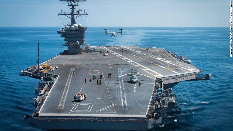  A MV-22B Osprey, from Marine Operational Test and Evaluation Squadron 1, lifts off from the flight deck of the aircraft carrier USS Carl Vinson (CVN 70) on June 12, 2016. Click through the gallery to see other US aircraft carriers.