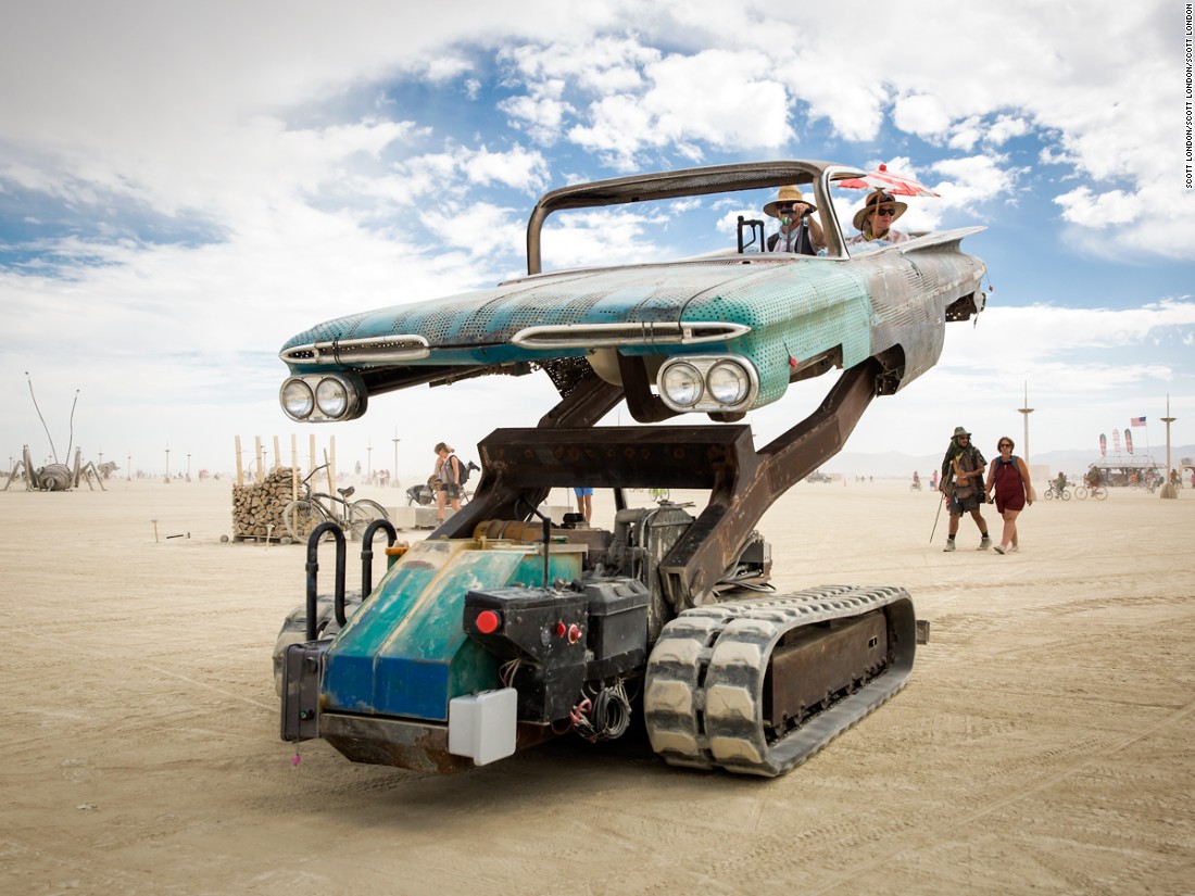 &quot;Artist Bruce Tomb created this startling mutant vehicle by mating an excavator to an old El Camino and joining them by&lt;br /&gt;an armature lifting passengers high off the ground and tilting them at odd angles.&quot;