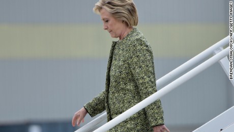 Democratic presidential nominee Hillary Clinton arrives at Philadelphia International Airport September 19, 2016 in Philadelphia, Pennsylvania. 