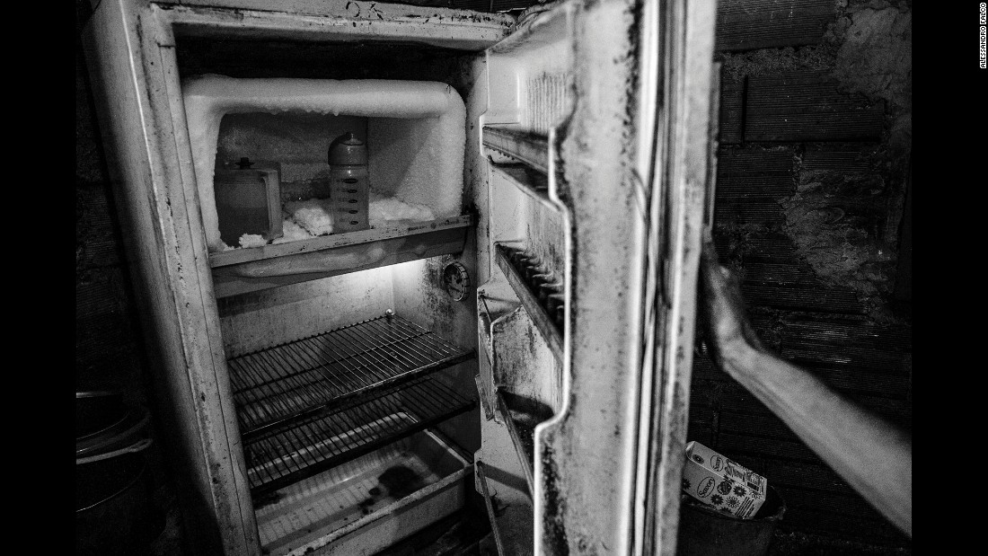 An empty fridge in Caracas.