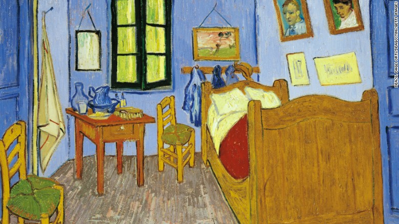 The bedroom mirror where Van Gogh saw himself cut his own ear appears in this 1889 painting.