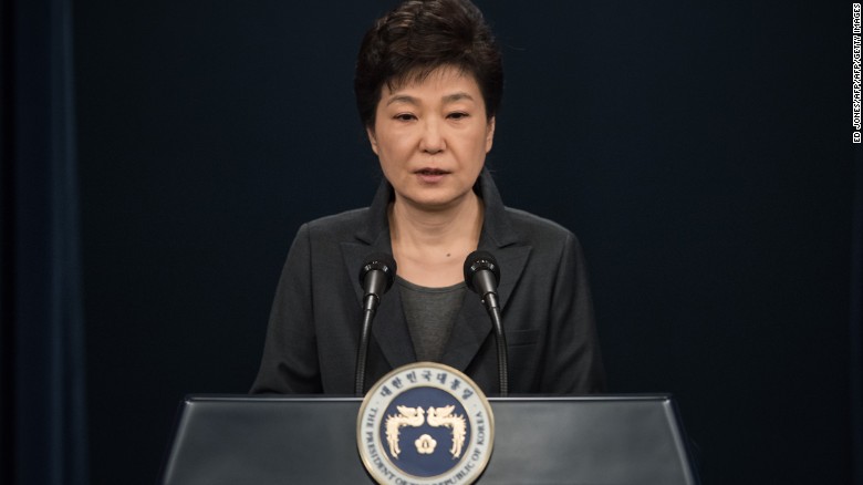 South Korea&#39;s President Park Geun-Hye speaks during an address to the nation at the presidential Blue House in Seoul on November 4, 2016.
Park on November 4 agreed to submit to questioning by prosecutors investigating a corruption scandal engulfing her administration, accepting that the damaging fallout was &quot;all my fault&quot;. / AFP / POOL / Ed Jones        (Photo credit should read ED JONES/AFP/Getty Images)