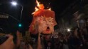 Donald Trump effigy burned by protesters