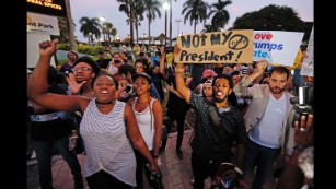 A protest at Bayfront Park in Miami. 