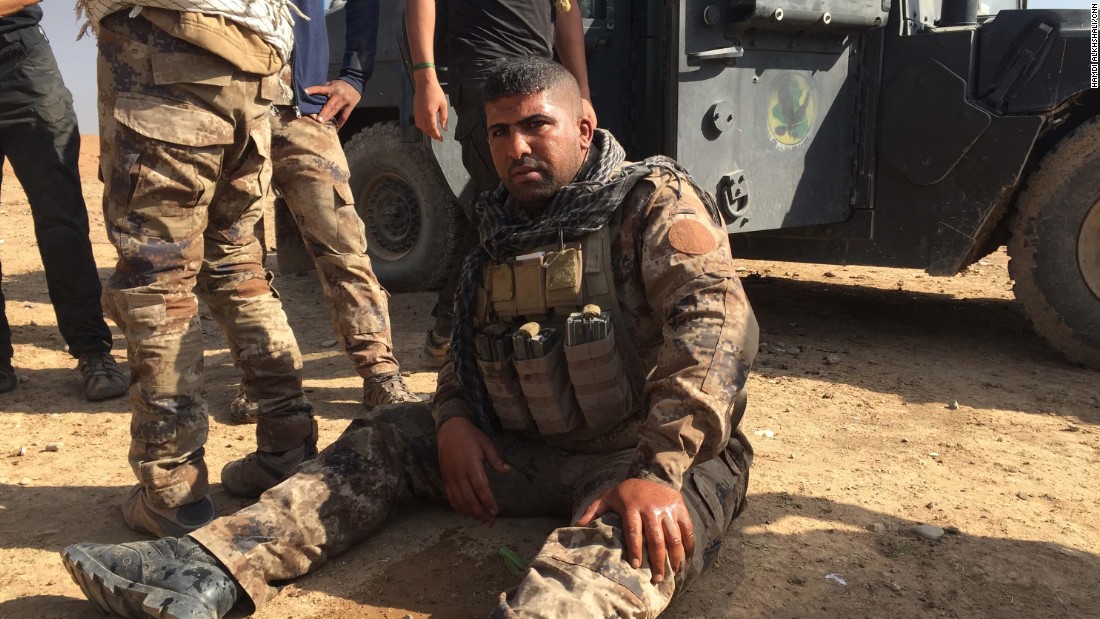A shocked Iraqi soldier -- he said an ISIS suicide car bomb detonated near his Humvee.