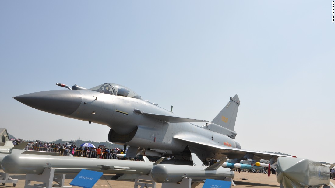 A Chinese Air Force J-10 fighter on display an Airshow China in Zhuhai November 2016.