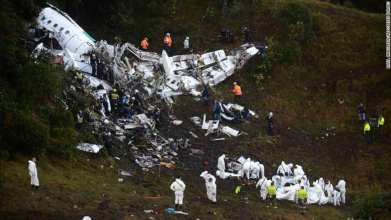 A charter airplane with 77 people on board, including players from the Brazilian soccer team Chapecoense, &lt;a href=&quot;http://www.cnn.com/2016/11/29/americas/colombia-plane-accident/index.html&quot; target=&quot;_blank&quot;&gt;crashed near Rionegro, Colombia,&lt;/a&gt; outside Medellin, on Monday, November 28. At least 71 people were killed, officials said. Six survived.