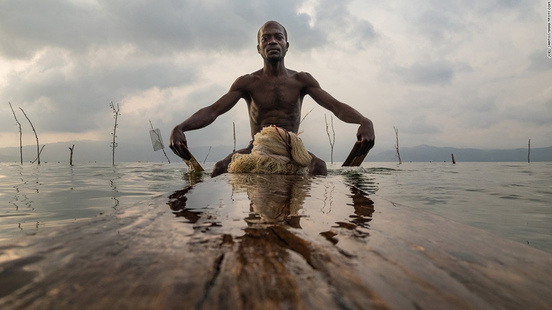 This image by overall winner Joel Santos shows a man of the Ashanti people using traditional fishing techniques in Lake Bosumtwi in Ghana.