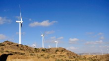 The turbine of Ashegoda wind farm in Northern Ethiopia, which was the largest wind farm in sub-Saharan Africa when it was inaugurated in 2013. The $300 million facility represents a major step forward in Ethiopia's plans to become a renewable energy powerhouse.