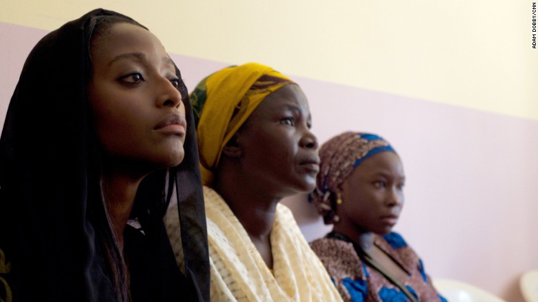 During the security briefing, CNN&#39;s Isha Sesay sits next to a mother of girl who has yet to be released by Boko Haram.  Close to 200 girls are still unaccounted for. 