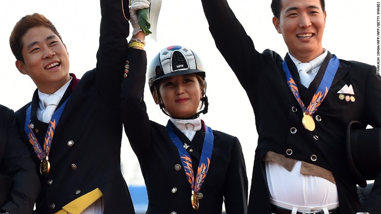 Equestrian Chung won a gold medal in the group dressage equestrian event at the 2014 Asian Games.