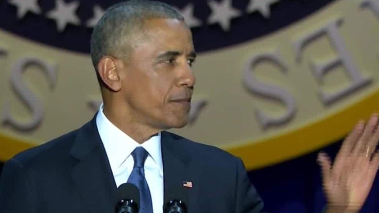 Chant erupts during Obama&#39;s farewell speech