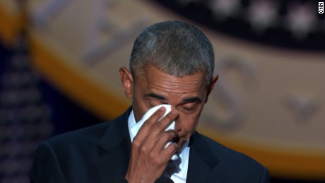 Obama tears up talking about Michelle