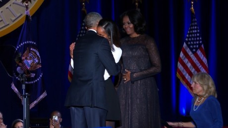 Obamas, Bidens take stage together