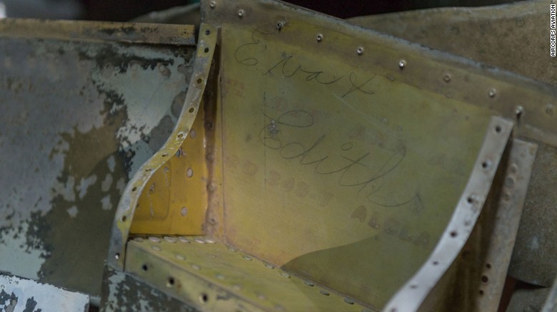 The signature &quot;Eva &amp; Edith&quot; was found inside the wing of P-47D Thunderbolt at Evansville, Indiana, aviation plant.