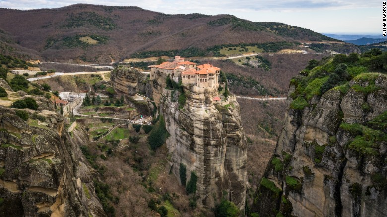 The monasteries' precarious location helped protect the monks from invaders. 