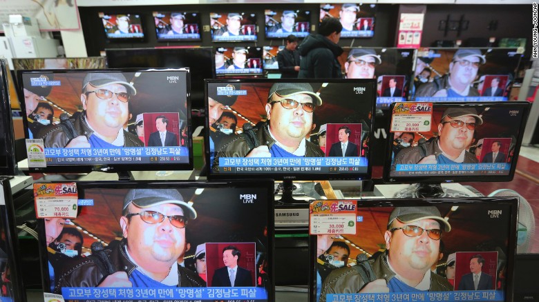 Reports about Kim Jong Nam&#39;s death inundate South Korean TV screens Wednesday in Seoul. 