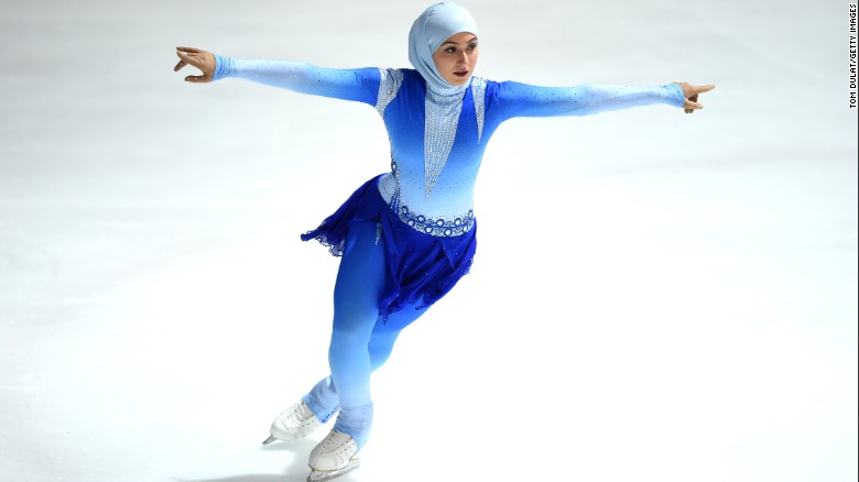 Emirati figure skater Zahra Lari competes last month in Abu Dhabi.
