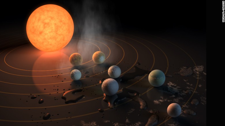 The TRAPPIST-1 star, an ultracool dwarf, has seven Earth-size planets orbiting it.