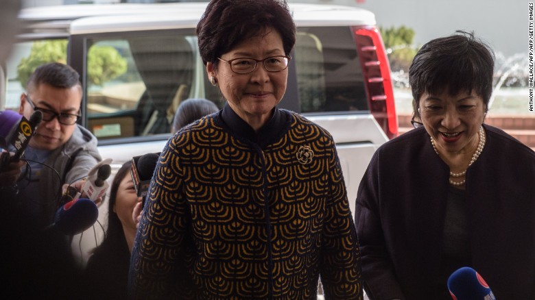 Carrie Lam, candidate to be Hong Kong&#39;s next leader, arrives in court last week to testify for Donald Tsang&#39;s defense. 