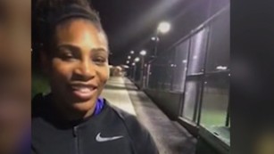 Serena Williams sneaks up on fans during match