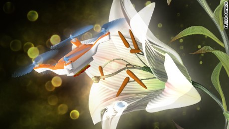 Researchers use drone to pollinate a flower