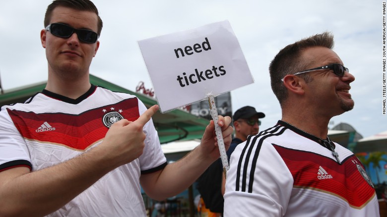 Germany fans seek match tickets ahead of the 2014 FIFA World Cup final.