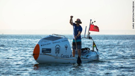 World-first as man crosses Atlantic Ocean unaided on paddle board
