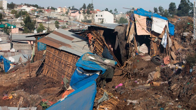Makeshift dwellings crumbled in the landslide, which took place late Saturday evening.